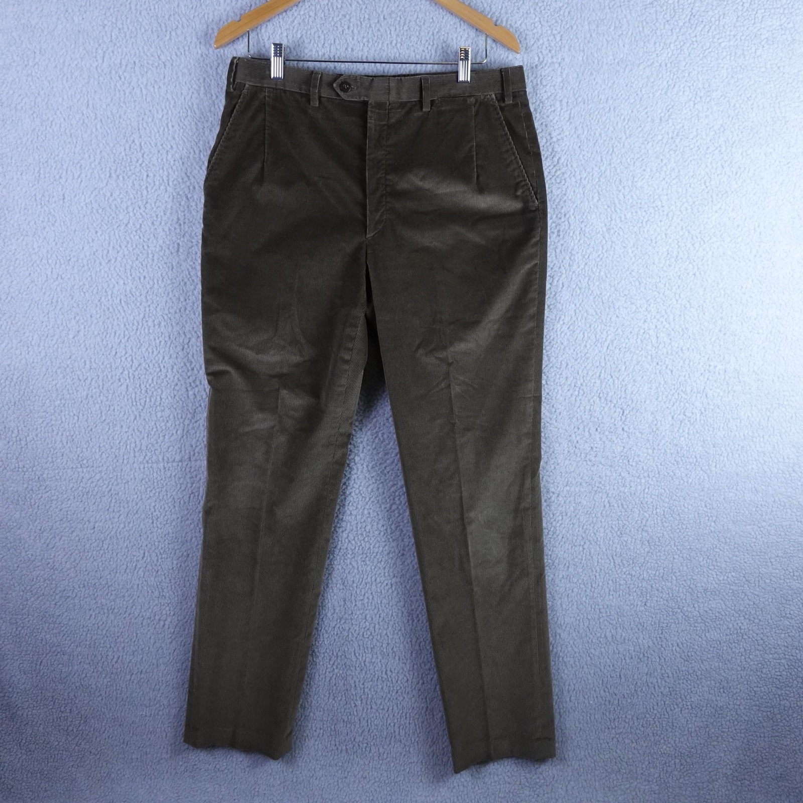 Brioni Cannes Nm 3a11 Mens Olive Brown Corduroy Trousers Pants Size 34 R